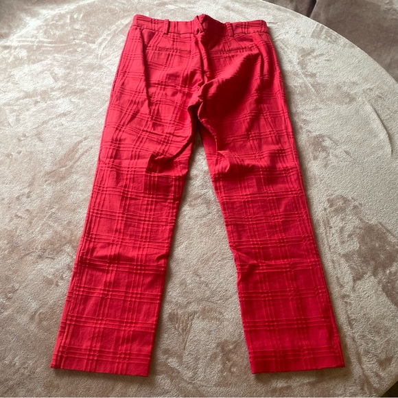 Anthropologie Essential Slim Jacquard Ankle Pants Trousers Red Size 6 - Picture 7 of 15